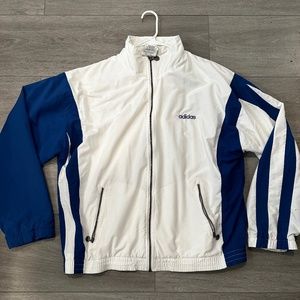 Adidas Blue & White Track Jacket Mens Size L Vintage 80’s